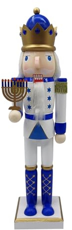 BUGUUYO Hanukkah Nutcracker Soldier Wooden Decor Toy for Jewish Holiday Party Tabletop Ornament Figure