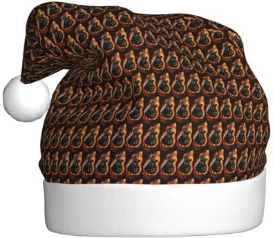 PPHGUT Gorro de Navidad para adultos con diseño de guitarra eléctrica para Año Nuevo, festivas, celebraciones, gorro de Papá Noel