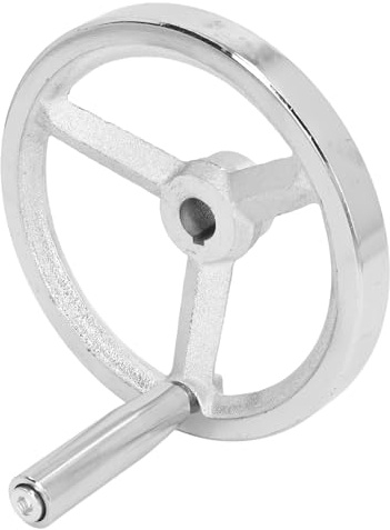 Chrees Volante de Torno, Volante Cromado de Hierro Fundido de 160 Mm con Mango Extraíble, para Fresadora, Rectificadora, Torno