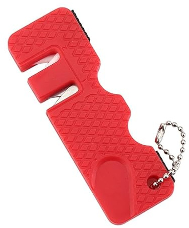 Mini pietra per affilare portachiavi multifunzione in ceramica, affilacoltelli tascabile in lega dura, utensile diamantato(Red)