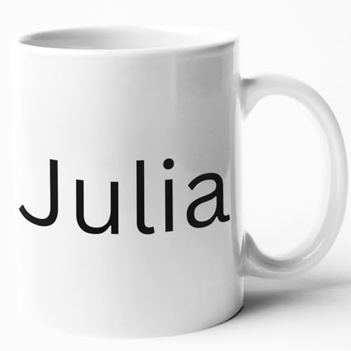 Personalisierte Tasse mit Namen – Kaffeetasse individuell bedruckbar – Becher mit eigenem Namen – Geschenk für Büro, Kollegen & Zuhause – verschiedene Tassenfarben und Schriftarten (weiß)