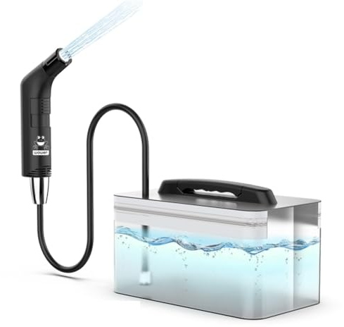 NONDK Portable Electric Flusher 2.3L Bidet Sprayer Travel Camping Bidet Shower A:Black