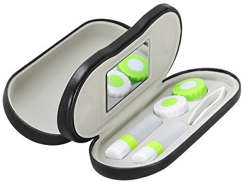 ROSENICE Funda de Lentes de Contacto, Doble Uso, portátil, Kit de Viaje en el hogar, 2 en 1, Color Negro
