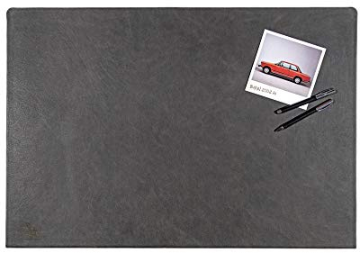 Centaur - Hochwertige Leder Schreibtischunterlage mit 90° Kantenschutz - Basaltgrau 55x80 cm - ideal für Büro und Zuhause - Pflegeleichte Schreibunterlage -