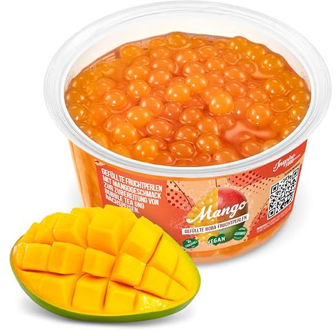 INSPIRE FOOD Bubble Tea Perlen Mango | Popping Boba Fruchtperlen 450g | Bubble Tea Perlen Mango – hergestellt in Taiwan, ideal für Bubble Tea, Smoothies und Desserts