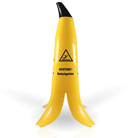 Betriebsausstattung24 Warnbanane „Achtung! Rutschgefahr“ - Warnaufsteller in Bananenoptik - 4-seitig Bedruckt - Stapelbar - Signalgelb - Größe (90 cm, Gelb)
