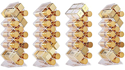 YIEZI Lipstick Holder Organizer 64 Spaces Acrylic Stackable Fish Shape Lipstick Tower, Lip Gloss Storage Stand, Perfect for Lipgloss Organizers Makeup Vanity Display, Clear (4 Pack)