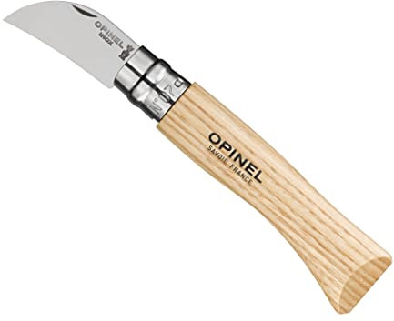 Opinel - N°07 Couteau Châtaigne et Ail - Lame Bec d’Oiseau 4 cm Acier Inox - Manche Bois de Châtaigner - Bague de Sécurité Virobloc - Fabrication Française