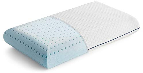 Linenspa, Kissen, Belüftetes Gelkissen in Queen-Size-Größe, Memory-Schaum-Kissen zur Nackenunterstützung, Ideal für Seiten-, Rücken- und Bauchschläfer, Queen-Size-Kissen, Blau, Weiß