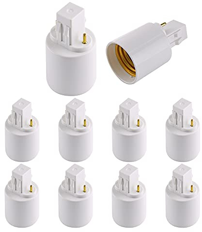 PHITUODA 10pcs Gx23 to E26/E27 Socket Adapter, Gx23 to E27 Lamp Base Holder, 2 Pin Bulb Base Converter LED Accessories