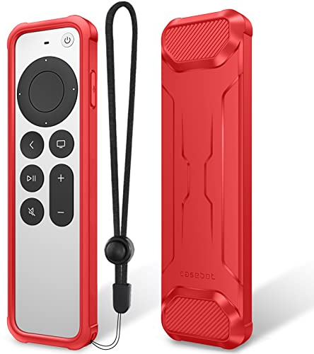 Fintie Remote Control Case with Hand Strap for Apple TV 4K | HD Siri Remote 2022 2021 (3rd / 2. Gen), non-slip shockproof TPU protective case, red