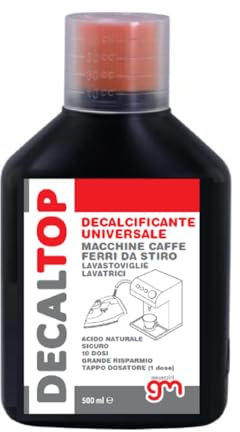 MagazziniGM Decaltop, Decalcificante per 10 Dosi di Decalcificazione, Manutenzione Macchina da Caffè, Naturale Biodegradabile, Tappo dosatore per le 10 Dosi, 500ml (1)