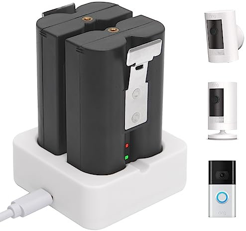 2-Pack 6040mAh Replacement Battery with Charger Station for Ring-Doorbell 2/3/4, Spotlight Camera & Stick Up Cam Indooor and Outdoor (2 Battery +White Charger)