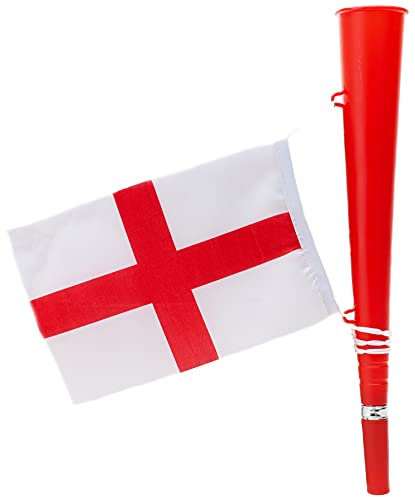 Toyland® England Flag and Horn - World Cup - Euros - Football Match Noisemakers