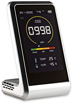 Sanobel Detector de CO2, Monitor de CO2 de Calidad del Aire portátil, Analizador de Temperatura y Humedad del dióxido de Carbono, Alarma de Monitor de CO2 de Baja Calidad del Aire Interior
