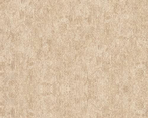 Carta da parati strutturate EDEM 410ST13 Carta da parati TNT goffrata a caldo leggermente strutturata tono su tono ed accenti metallici beige giallo-sabbia marrone oro 10,65 m2