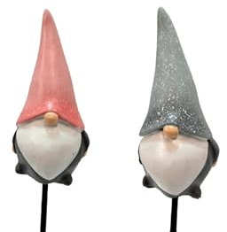 Divas World Garden Gonk Pick In PDQ Statue Plant Pot Stick Outdoor Stake Garden Decoration Ornaments Gift (Packof2 (pink-grey))