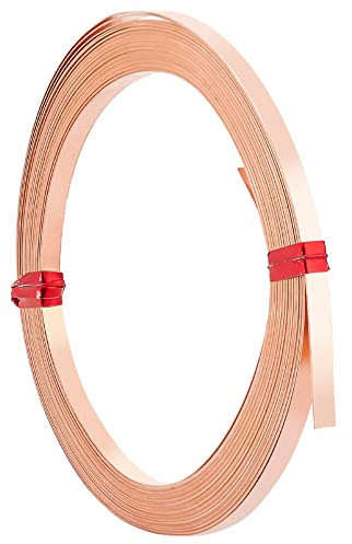 BENECREAT 6 m (19,7 piedi) Filo piatto in rame puro da 32 calibri/0,2 mm, filo piatto da 3 mm per montaggio di gioielli resistente all'ossidazione per la creazione di gioielli fai da te