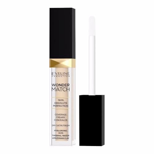 Eveline Cosmetics Wonder Match Wonder Match Liquid Concealer No 10 Light Vanilla - Hydrating, Anti-Aging Formula with Hyaluronic Acid, Thermal Water & Amazonian Clay