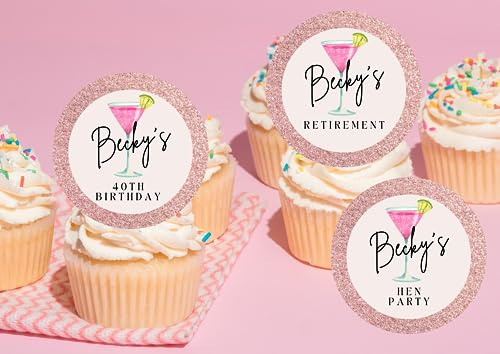 edible 20 x Personalised cupcake toppers UNCUT BIRTHDAY/HEN PARTY/ETC (wafer card)