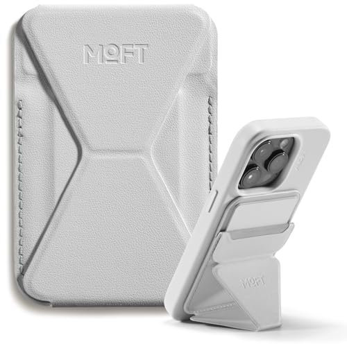 MOFT MagSafe Wallet Ständer für iPhone 16/15/14/13/12 Serie Kompatibel mit MagSafe, MOVAS Vegan Leder Magnetischer Handyständer mit 3 Betrachtungswinkeln, 2 Kartenhalter (Misty Cove)