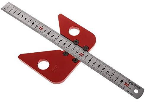Roter Kombinationsquadrat-Satz, 45-Grad-Winkelanreißer 300mm/12 Zoll Edelstahl-Lineal, Zeichnungslineal Tischlerei-Layout-Werkzeuge für DIY Tischler Ingenieure
