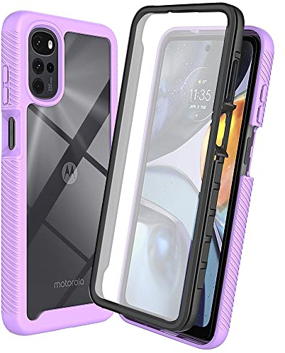 XINNI Funda para Motorola Moto G22 Antichoques 360 Grados con Protector Pantalla Integrado Robusto Doble Cara Bumper Transparente Case Completa Carcasa, Morado Claro