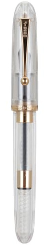 Jinhao 9016 Fountain Pen Fine Point, Dadao Series Clear Acrylic Heartbeat Nib with Large Converter for Writing, Signature and Calligraphy