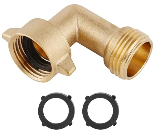 90-Degree Hose Elbow for RVs — Solid Brass Construction, Features Convenient Easy Grip Connector,for RV Water Hoses, Residential Outdoor Faucets, & More — 1-Pack | Convenient Easy Grip Connector, For RV Water Hoses, Residential Outdoor Faucets, & More — 1-Pack