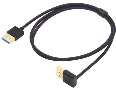 cablecc Câble DP ultra fin DisplayPort 1.4 DP vers Ultra HD UHD 4K 144 Hz 8 K 60 Hz Câble coudé vers le bas à 90 degrés pour moniteur d'ordinateur portable de bureau 100 cm