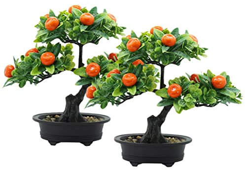 MUSISALY Künstlicher Obstbaum Deko 2er Satz Mit Künstlichen Früchten Als Wohnzimmer Schlafzimmer Bonsai Ornament Für Zuhause Gartenparty Hochzeit