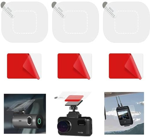 FunWorth Dash Cam Sticky Pad Kit, 6pcs Electrostatic Film & VHB Adhesive Pads - Static Cling Windshield Mount for Car Dashcams, Bubble-Free, Residue-Free Protection (Rectangle-6Pcs)
