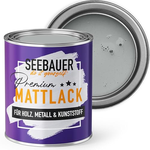 SEEBAUER diy Mattlack Grau 750ml für Innen & Außen (No. 240 Graphite Grey) Möbelfarbe ohne Schleifen - Hybrid-Lack für Holz, Metall, Kunststoff - Holzlack, Möbellack hohe Deckkraft