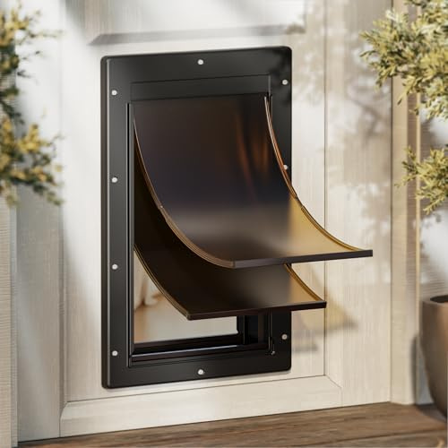 PETCOMING Never Rust Plastic Dog door, Large Doggy Door, Doggie Door for Easy Install in Interior and Exterior Doors or Wall, Double Magnetic Flaps, Closing Panel, Pet Door for Pet Up to 100lb (Large)