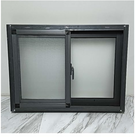 Fenêtres coulissantes horizontales en aluminium à suspension simple avec moustiquaires transparentes pour garage, cabanes de jeu (60 x 60 cm)