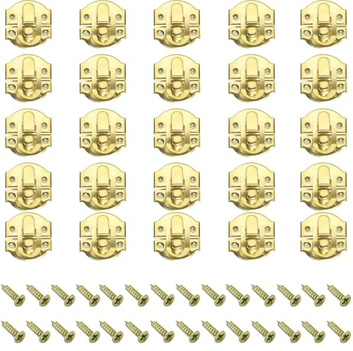 25PCS Box Latch,Antique,Toggle Catch Latch Clasp,Gold Decorative Hasp,Jewelry Box Lock Buckle,Hasp Lock Latch,27 * 29mm