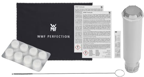 WMF Perfection Reinigungs-Set 2 für Kaffeevollautomaten der 800L-Serie, Wasserfilter, 8 Reinigungstabletten, 2 Beutel Entkalker, Wasserteststreifen, Reinigungsbürste, Reinigungstuch