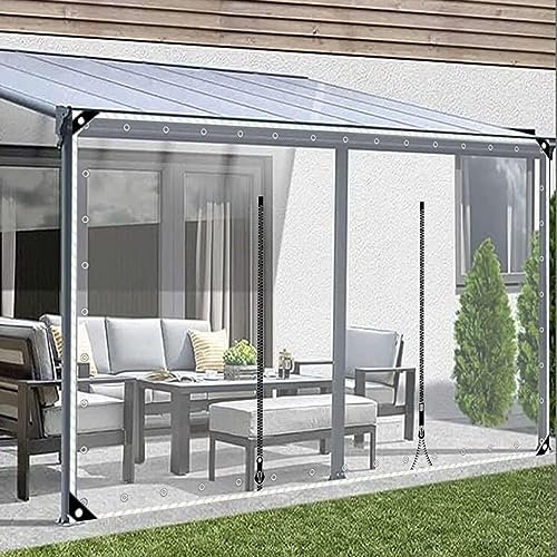 Cortinas de lona transparente impermeables para pérgola al aire libre, patio, porche, cenador, cochera, paneles laterales transparentes con puerta de cremallera, PVC de 0,5 mm, 3,6 x 3 m