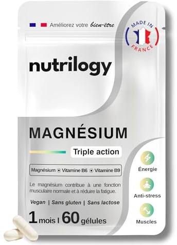 Magnésium 300 mg + Vitamines B6 & B9 - Anti-Stress & Anti-Fatigue - 1 Mois | Un complexe pour un soutien complet de votre bien-être - Gélules - Complément Alimentaire - Sans Gluten & Fabriqué en France