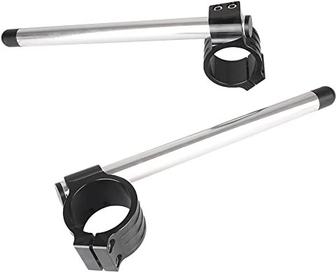 FSFYUK 45MM Motorrad-Stummellenker Durchmesser 2-teilig Geteilte Stummellenker Montagestangen 7/8 Verstellbarer Lenker Für Motorrad Universal, Silber (Schwarz)