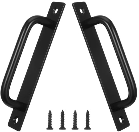 Ladugårdsdörrhandtag svart 14,5 cm lång premium kraftig rustik aluminiumlegering ladugårdsdörr draghandtag, grindhandtag med platta för glidande garage, skjul, garderobslåda, inomhus/utomhus (128 mm