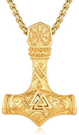 Nordische Viking Mjolnir Halskette für Herren Vintage Thor Hammer Mjolnir Viking Hammer Kette, S925 Sterling Silber Viking Amulett Thors Hammer Halsketten Nordische Pagan Schmuck