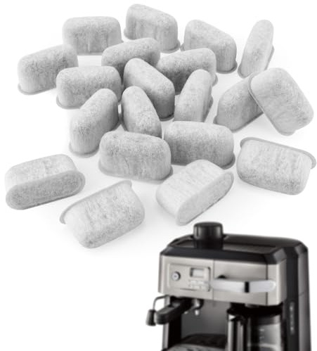 Tinoaly 20 Pcs Espresso Machine Filter for Delonghi, Super Strong Adsorption Activated Charcoal Coffee Water Filter Replacement Compatible with Delonghi 7313285779