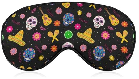 Bequemer Augenschutz für die Nacht, Dia De Los Muertos-Augenschutz mit Totenkopf-Muster, weiches elastisches Band für Damen und Herren