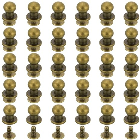 sourcing map 60 viti Chicago da 6 mm, a testa tonda, rivetti per lavori in pelle, fai da te, decorazione, borse, scarpe, cinture, riparazioni, bronzo, 60 pezzi