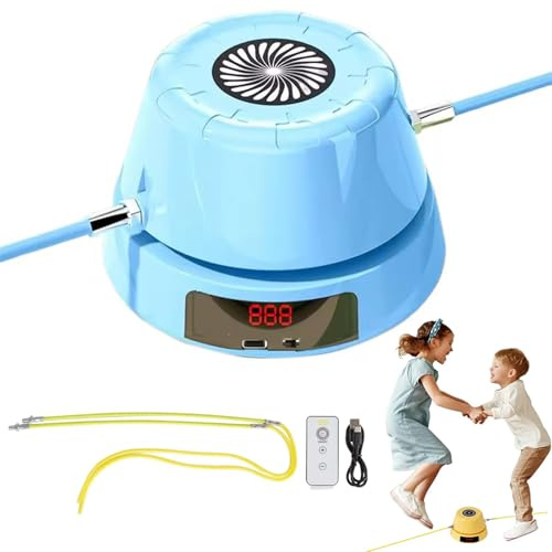 Hyperhop Auto Jump Trainer, Elektronische Springseil Maschine mit Zähler für Kinder, Intelligentes Jump Rope mit 10 Geschwindigkeiten & Fernbedienung für Erwachsene, Kinder, Haustiere (Blau)