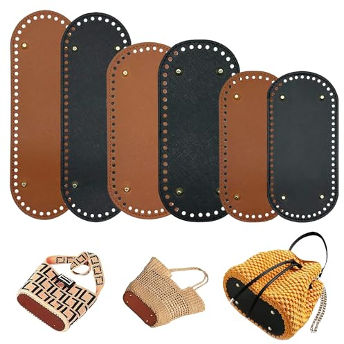 JMZLLRX 6 Pz PU Bolsa Cojín Inferior, Oval Base Cuero Para Fondo Bolso, Cojín Inferior de Cuero para Bolso Fabricación de Monederos