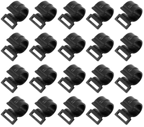 Orivin 20 Stück Zeltstangen-Clips, Kunststoff-C-Klemmen für Zeltabdeckungsverschlüsse, schwarz, Innendurchmesser 12 mm