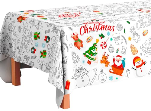 Pappersduk för färgläggning jul, 137 x 274 cm julpappersduk för målning, jul målningsduk barn dekoration