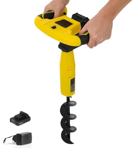Cordless Electric Post Hole Digger, 350W Earth Auger Hole Digger with 2.0AH Battery, 11.8 x3.1inch Drill Bit, Reverse Function, 550rpm Hole Digging Tools for Drilling Post Hole Digging